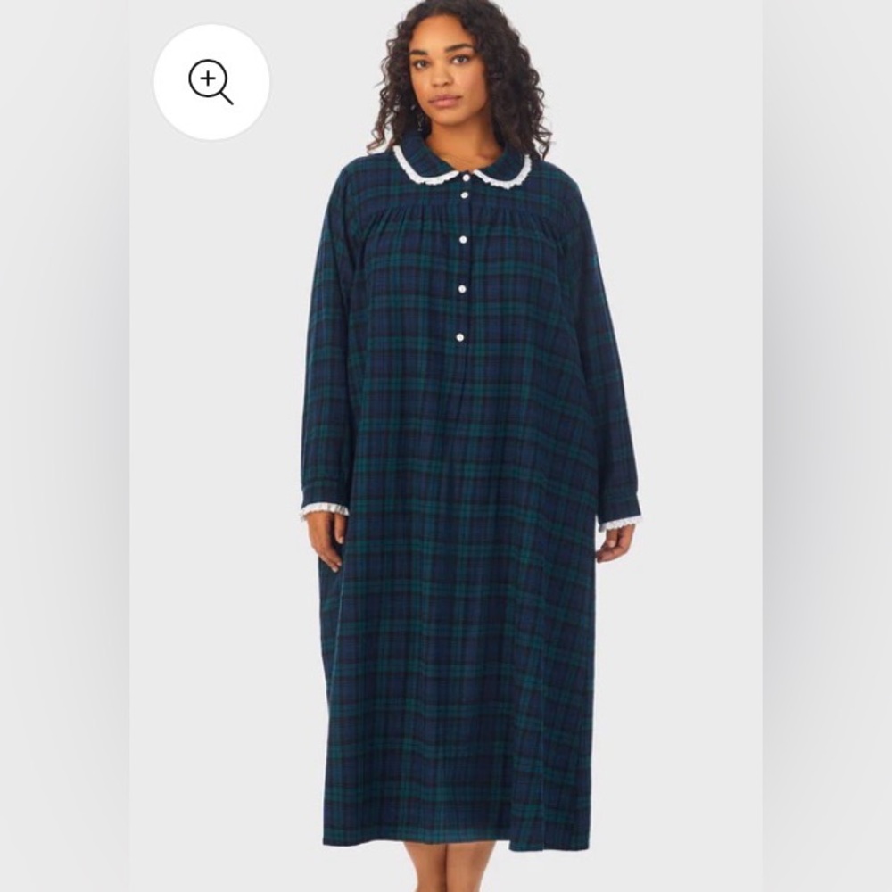 Ladies‎ Lanz of Salzburg Black Watch Peterpan Flannel Gown Size Small